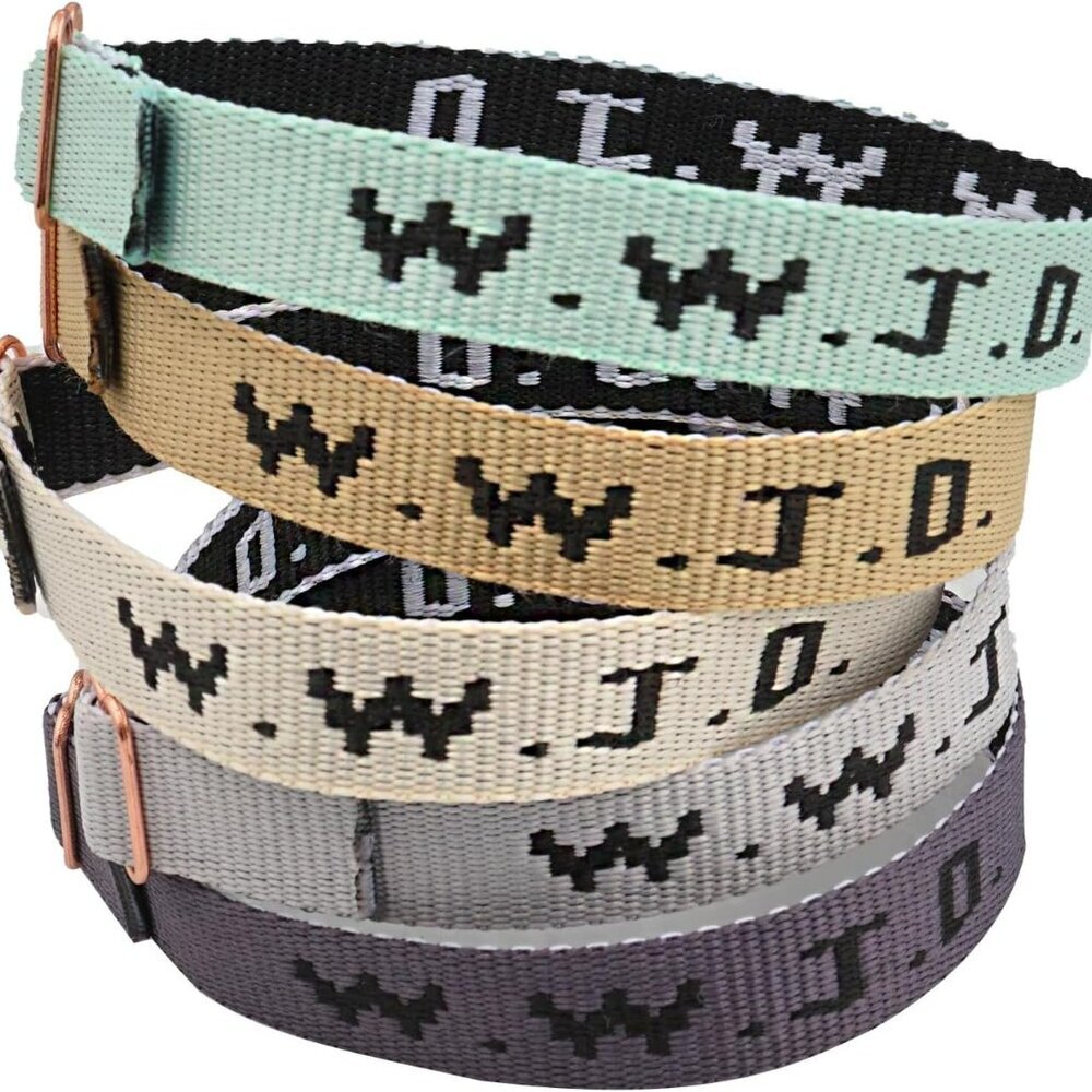 WWJD Bracelets Set, 5 Piece, Webbing What Would Jesus Do Bracelets Christian Han